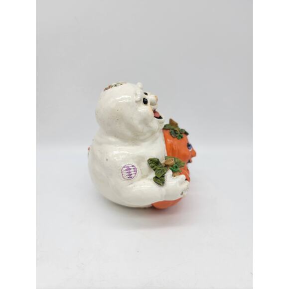 Vintage Resin Halloween Ceramic Happy Ghost Holding Pumpkins - Picture 2 of 7